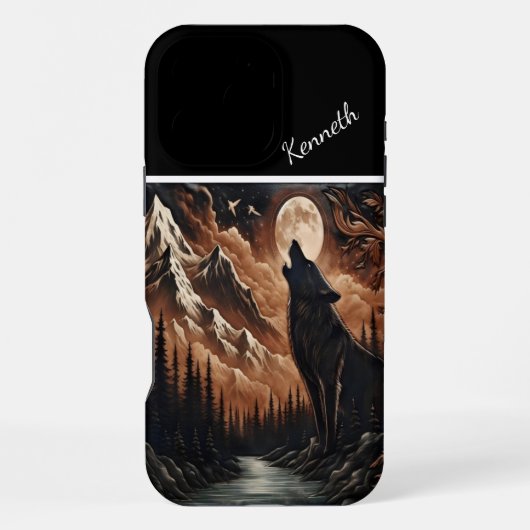 Coque iPhone 16 Pro Max Serenade au clair de lune de Wolf (Verso)