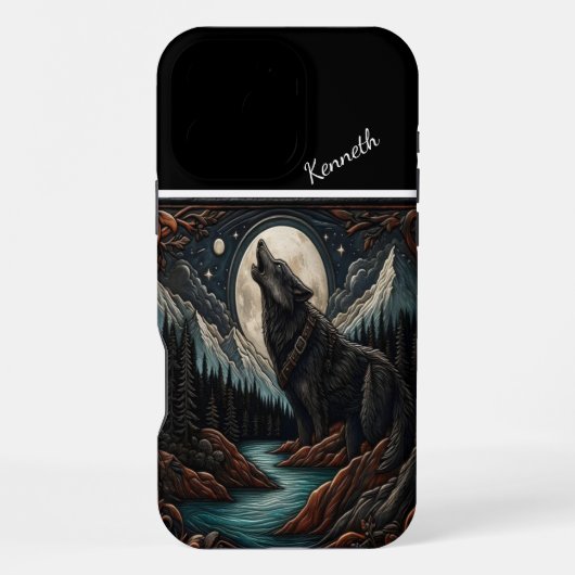 Coque iPhone 16 Pro Max Serenade au clair de lune de Wolf (Verso)