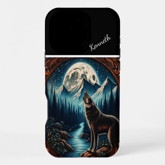 Coque iPhone 16 Pro Max Serenade au clair de lune de Wolf (Verso)