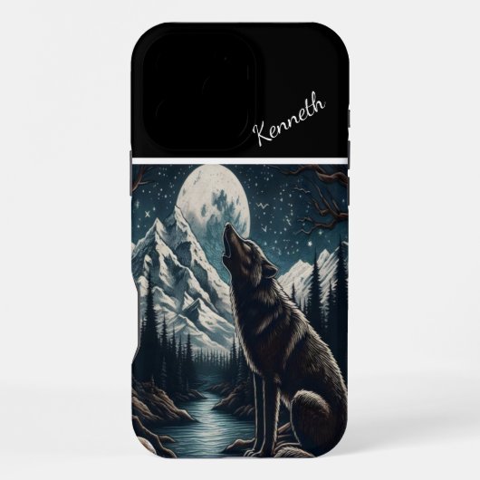 Coque iPhone 16 Pro Max Sérénade au clair de lune du loup (Verso)