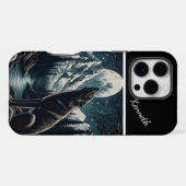 Coque iPhone 16 Pro Max Sérénade au clair de lune du loup (Verso Horizontal)