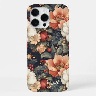 Coque iPhone 16 Pro Max Shabby Vintage Personnalisé Chic Pastel Peony Rose