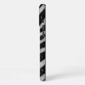 Coque iPhone 16 Pro Max Silver Glitter Zebra Print Glam Personalized Name (Côté gauche)