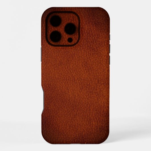 Coque iPhone 16 Pro Max Simulated Natural Dark Red Brown Leather iPhone (Verso)