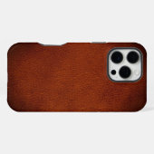 Coque iPhone 16 Pro Max Simulated Natural Dark Red Brown Leather iPhone (Verso Horizontal)