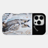 Coque iPhone 16 Pro Max Snowy Owl's Winter Perch (Verso Horizontal)