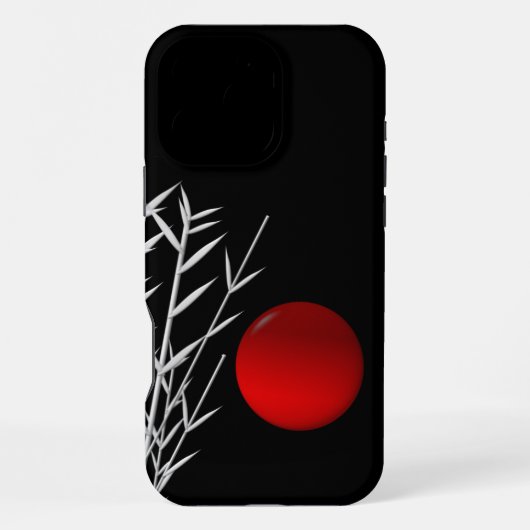 Coque iPhone 16 Pro Max Soleil rouge noir blanc zen (Verso)