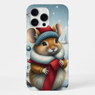 Coque iPhone 16 Pro Max Souris mignonne dans l'arrière hiver de Preppy et 