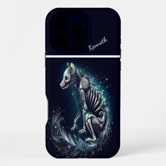Coque iPhone 16 Pro Max Squelette canin Starlight (Verso)