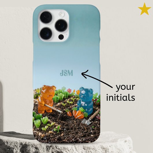 Coque iPhone 16 Pro Max Squishy Gardening Gummy Bears Custom Name 