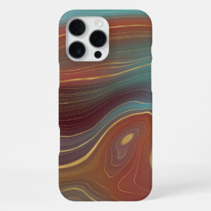 Coque iPhone 16 Pro Max Strates d'Automne Agate Terracotta Sarcelle et O