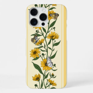 Coque iPhone 16 Pro Max Sunroot fleur rayée sur blanc cassé