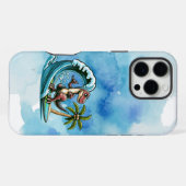 Coque iPhone 16 Pro Max Surfer dinosaure tropical (Verso Horizontal)