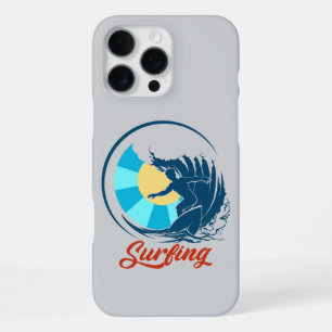 Coque iPhone 16 Pro Max Surfeur en bleu