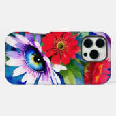 Coque iPhone 16 Pro Max Surreal Blue Eye Pink Flower & Red Zenias (Verso Horizontal)