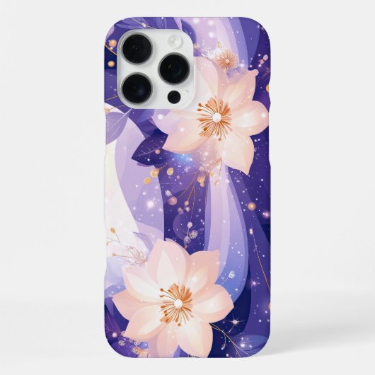 Coque iPhone 16 Pro Max Symphonie de fleurs céleste (Verso)