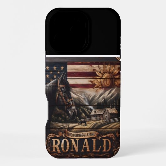 Coque iPhone 16 Pro Max Tableau du ranch américain du cheval (Verso)