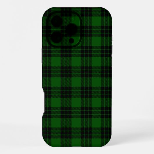 Coque iPhone 16 Pro Max Tartan Graham vert carreaux noirs (Verso)