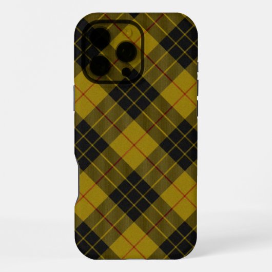 Coque iPhone 16 Pro Max tartan MacLeod jaune plaid noir (Verso)