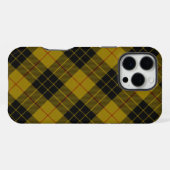 Coque iPhone 16 Pro Max tartan MacLeod jaune plaid noir (Verso Horizontal)
