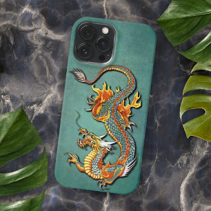 Coque iPhone 16 Pro Max Tatouage de dragon de feu coloré Art iPhone 12