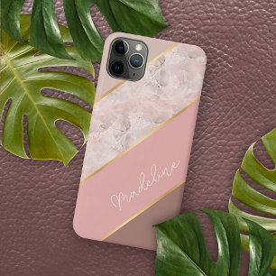 Coque iPhone 16 Pro Max Taupe Mauve Rose Poussiéreuse Rose Blush Marbre Pe