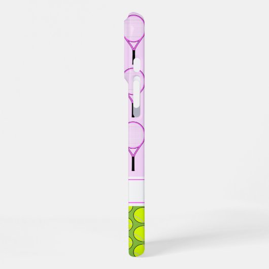 Coque iPhone 16 Pro Max Tennis pattern custom name pink green (Côté gauche)