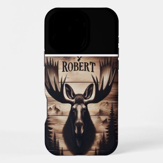 Coque iPhone 16 Pro Max Tête d'orignal de Robert (Verso)