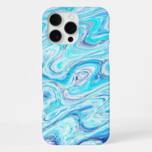 Coque iPhone 16 Pro Max Texture de marbre à vague bleue de l'océan Abstrai