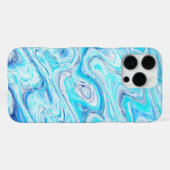 Coque iPhone 16 Pro Max Texture de marbre à vague bleue de l'océan Abstrai (Verso Horizontal)