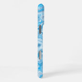 Coque iPhone 16 Pro Max Texture de marbre bleu de glacier glacé abstrait l (Côté droit)