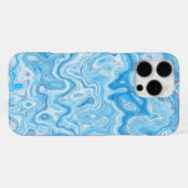 Coque iPhone 16 Pro Max Texture de marbre bleu de glacier glacé abstrait l (Verso Horizontal)