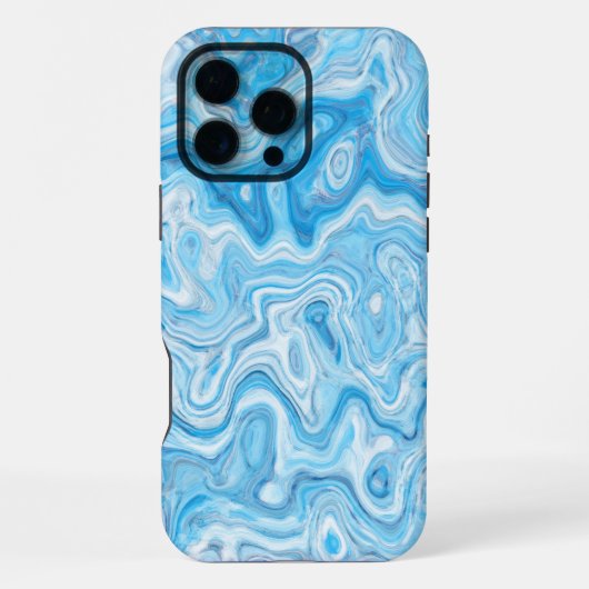 Coque iPhone 16 Pro Max Texture de marbre bleu de glacier glacé abstrait l (Verso)