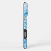 Coque iPhone 16 Pro Max Texture de marbre bleu de glacier glacé abstrait l (Côté droit)