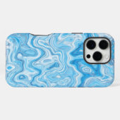 Coque iPhone 16 Pro Max Texture de marbre bleu de glacier glacé abstrait l (Verso Horizontal)