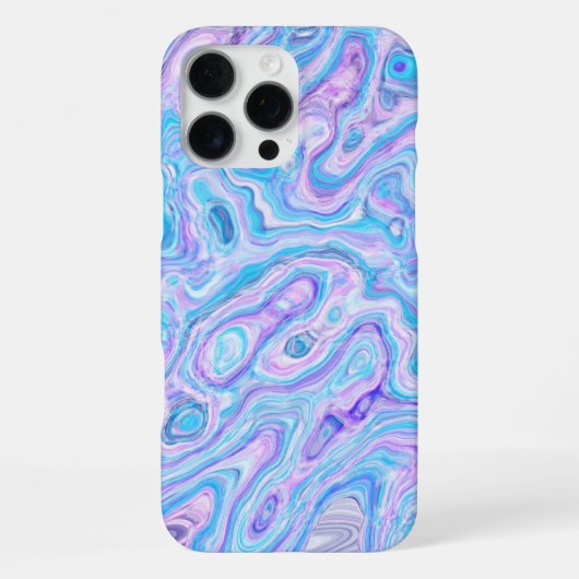 Coque iPhone 16 Pro Max Texture de marbre violet bleu peinture liquide abs (Verso)