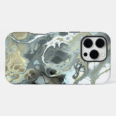 Coque iPhone 16 Pro Max Texture fluide de marbre gris et or abstrait (Verso Horizontal)