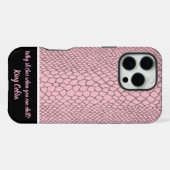 Coque iPhone 16 Pro Max Texture vibrante de peau de serpent rose (Verso Horizontal)