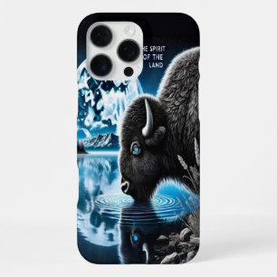 Coque iPhone 16 Pro Max Tranquillité des bisons sous les cieux étoilés