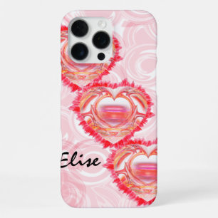 Coque iPhone 16 Pro Max Trois cœurs déchirés empilés en diagonale personna