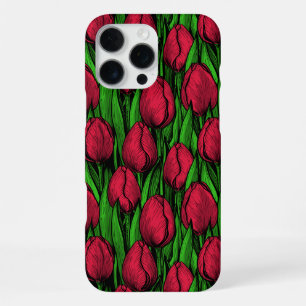 Coque iPhone 16 Pro Max Tulipes rouges