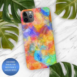 Coque iPhone 16 Pro Max Turquoise Bleu Violet Rose Orange Art Polygonale