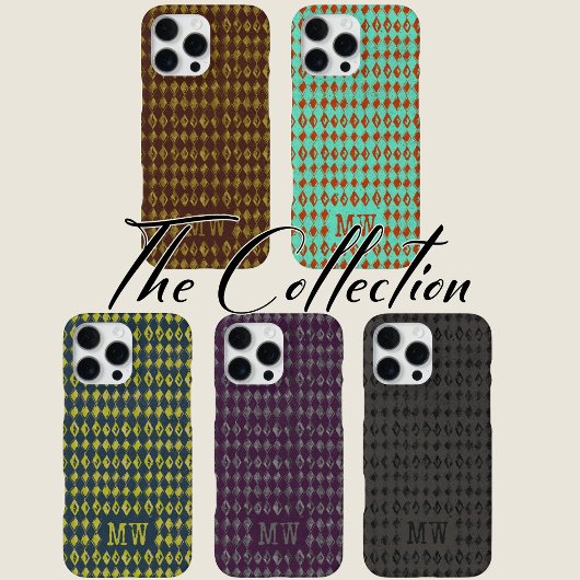 Coque iPhone 16 Pro Max Turquoise Doodle Diamant Motif Monogramme Personna