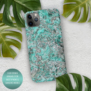 Coque iPhone 16 Pro Max Turquoise Gris Vert Menthe Minéraux Motif Agate