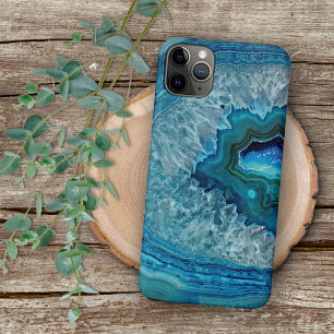 Coque iPhone 16 Pro Max Turquoise tendance Blue Aqua Turquoise Geode Rock
