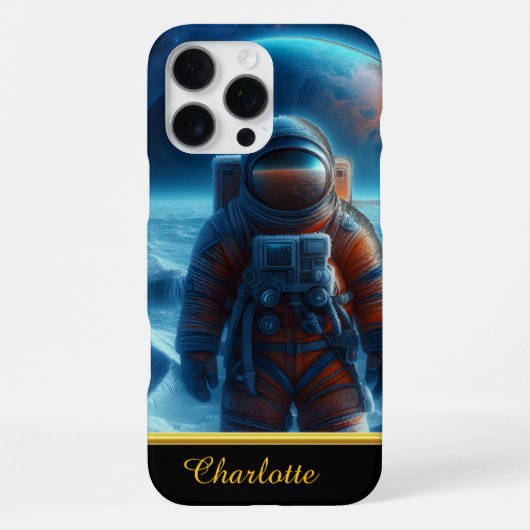Coque iPhone 16 Pro Max Un Astronaute Dans Un Espace Orange (Verso)