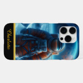 Coque iPhone 16 Pro Max Un Astronaute Dans Un Espace Orange (Verso Horizontal)