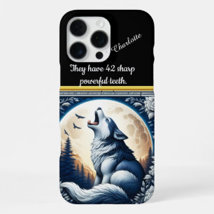 Coque iPhone 16 Pro Max Un loup majestueux hurle au ciel éclairé par la lu