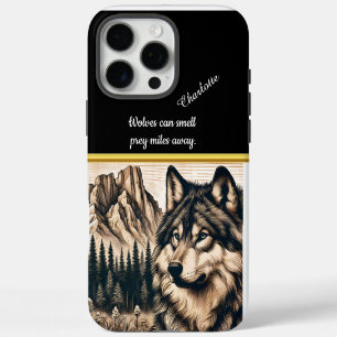 Coque iPhone 16 Pro Max Un loup majestueux regarde les montagnes dans la n