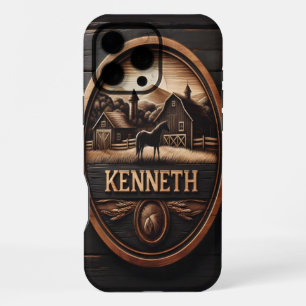Coque iPhone 16 Pro Max Un panneau de bois sculpté représentant un cheval